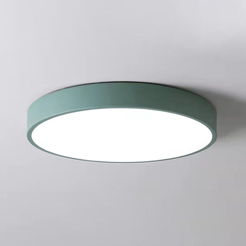 Round Shape Ceiling Lamp Modern Macaroon Iron 1 Light Flush Mount for Balcony Corridor