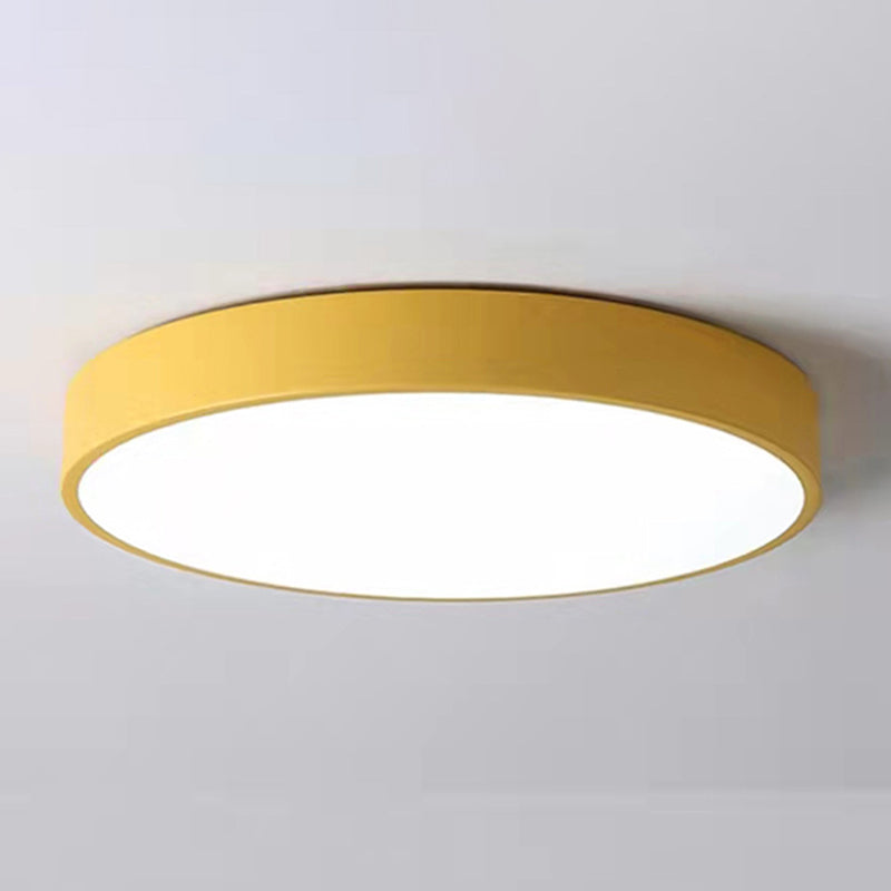 Round Shape Ceiling Lamp Modern Macaroon Iron 1 Light Flush Mount for Balcony Corridor