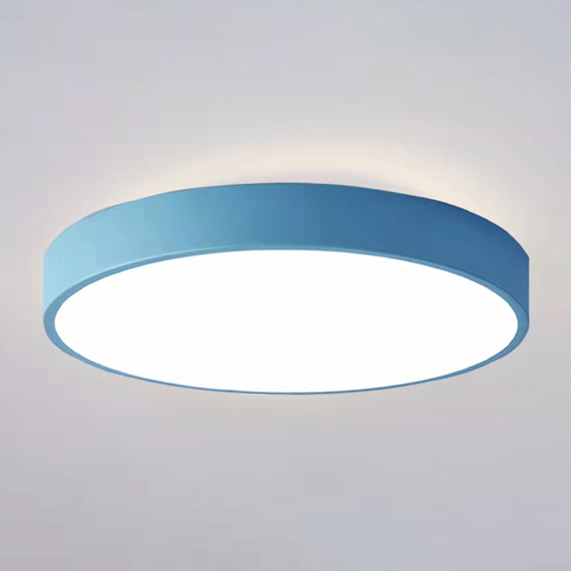 Round Shape Ceiling Lamp Modern Macaroon Iron 1 Light Flush Mount for Balcony Corridor
