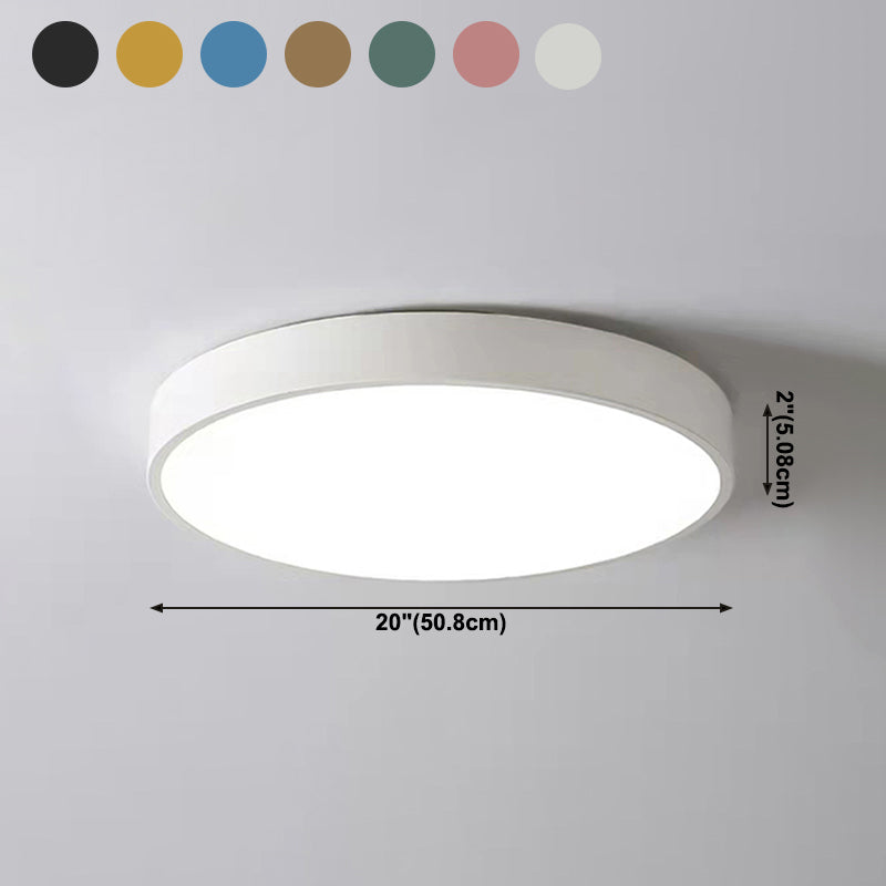 Round Shape Ceiling Lamp Modern Macaroon Iron 1 Light Flush Mount for Balcony Corridor
