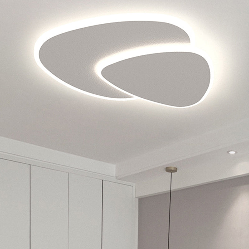 Lámpara de techo LED blanca acrílica con montaje empotrado ovalado de hierro lacado moderno y sencillo