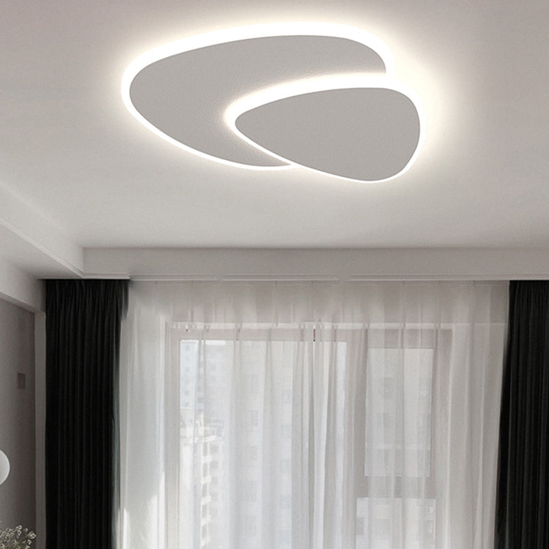 Lámpara de techo LED blanca acrílica con montaje empotrado ovalado de hierro lacado moderno y sencillo