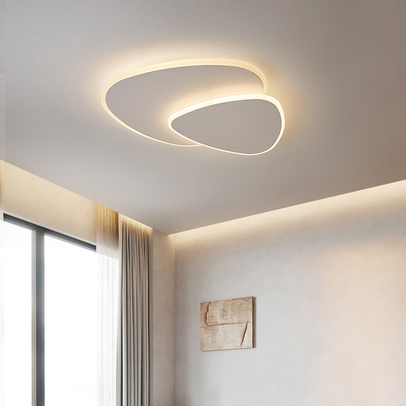 Lámpara de techo LED blanca acrílica con montaje empotrado ovalado de hierro lacado moderno y sencillo