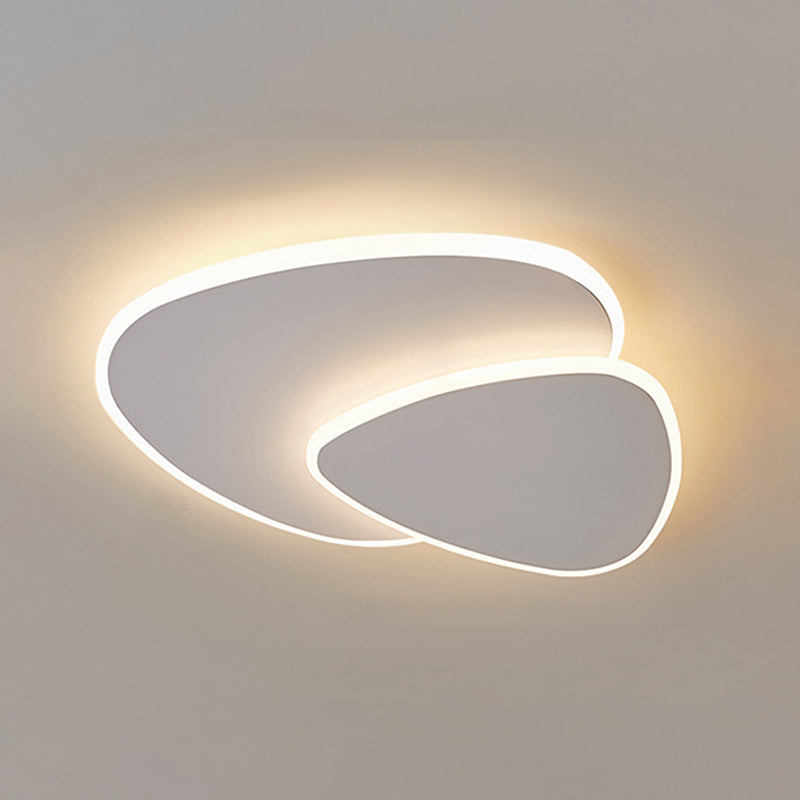 Lámpara de techo LED blanca acrílica con montaje empotrado ovalado de hierro lacado moderno y sencillo