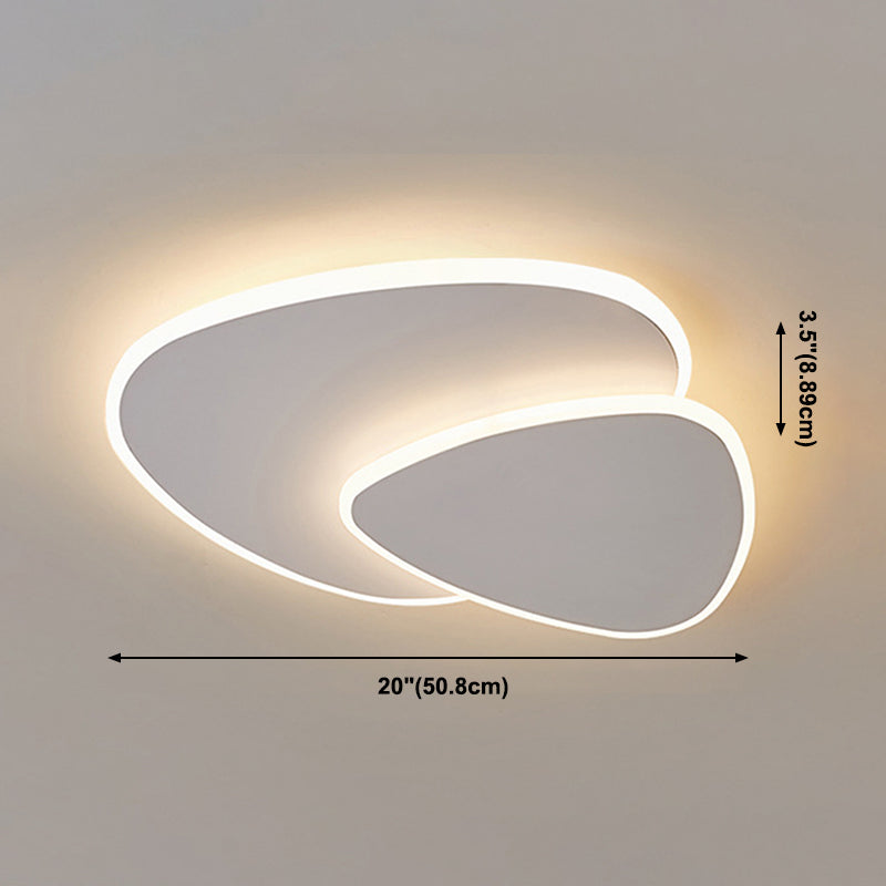 Lámpara de techo LED blanca acrílica con montaje empotrado ovalado de hierro lacado moderno y sencillo