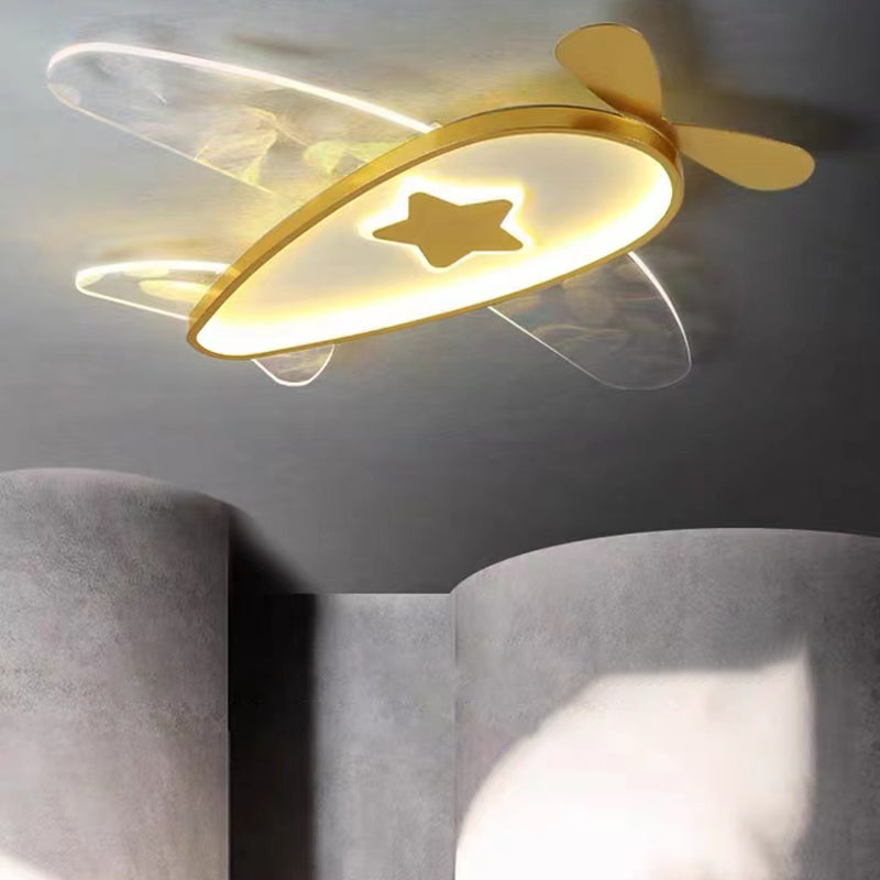 Modern Artistic LED Ceiling Fixture Wrought Iron Feather Flush Mount with Acrylic Shade