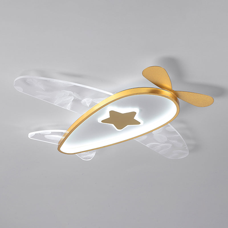 Modern Artistic LED Ceiling Fixture Wrought Iron Feather Flush Mount with Acrylic Shade