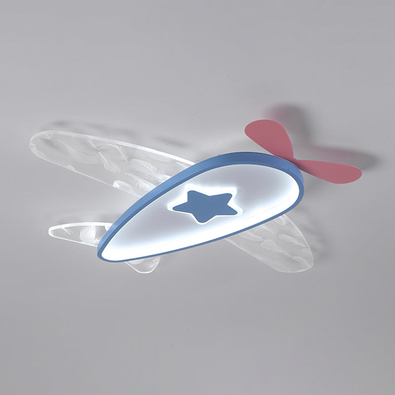 Modern Artistic LED Ceiling Fixture Wrought Iron Feather Flush Mount with Acrylic Shade