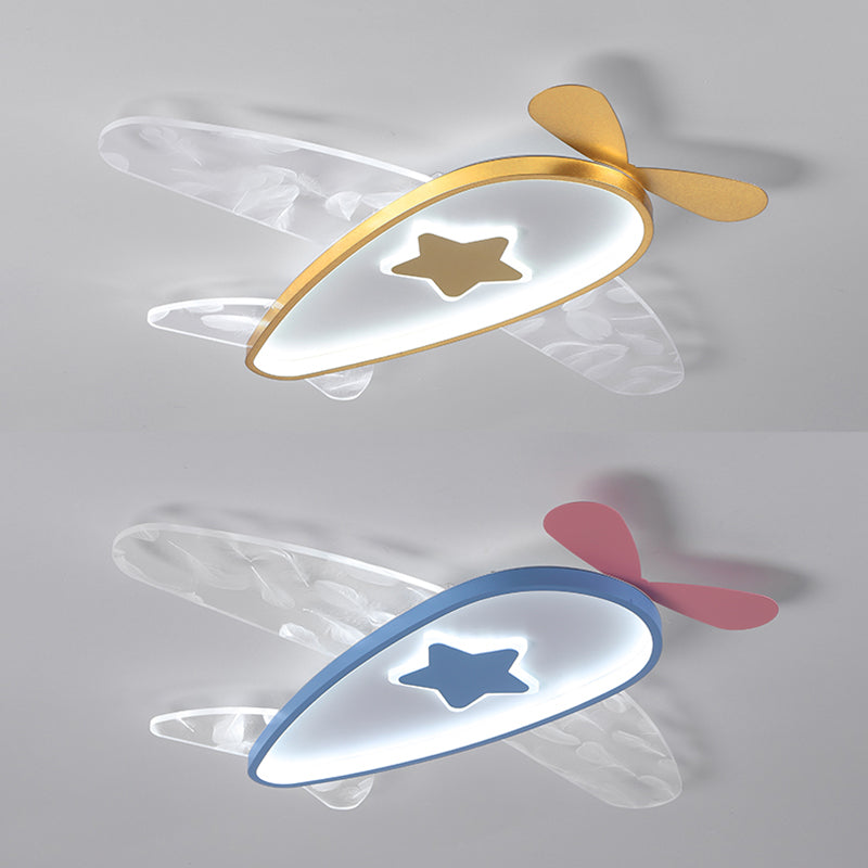 Modern Artistic LED Ceiling Fixture Wrought Iron Feather Flush Mount with Acrylic Shade