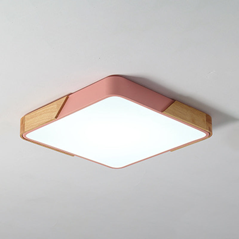 Geometry Shape Ceiling Lamp Modern Macaroon Iron 1 Light Flush Mount for Bedroom