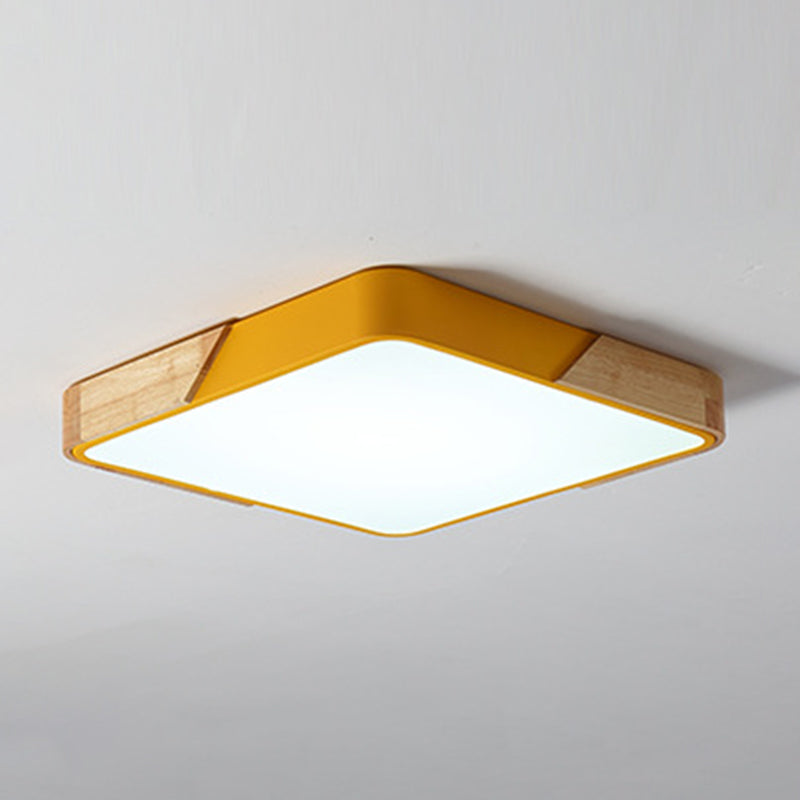 Geometry Shape Ceiling Lamp Modern Macaroon Iron 1 Light Flush Mount for Bedroom