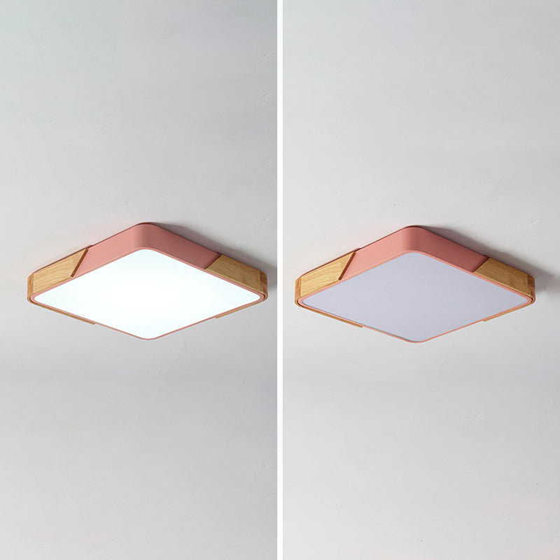 Geometry Shape Ceiling Lamp Modern Macaroon Iron 1 Light Flush Mount for Bedroom