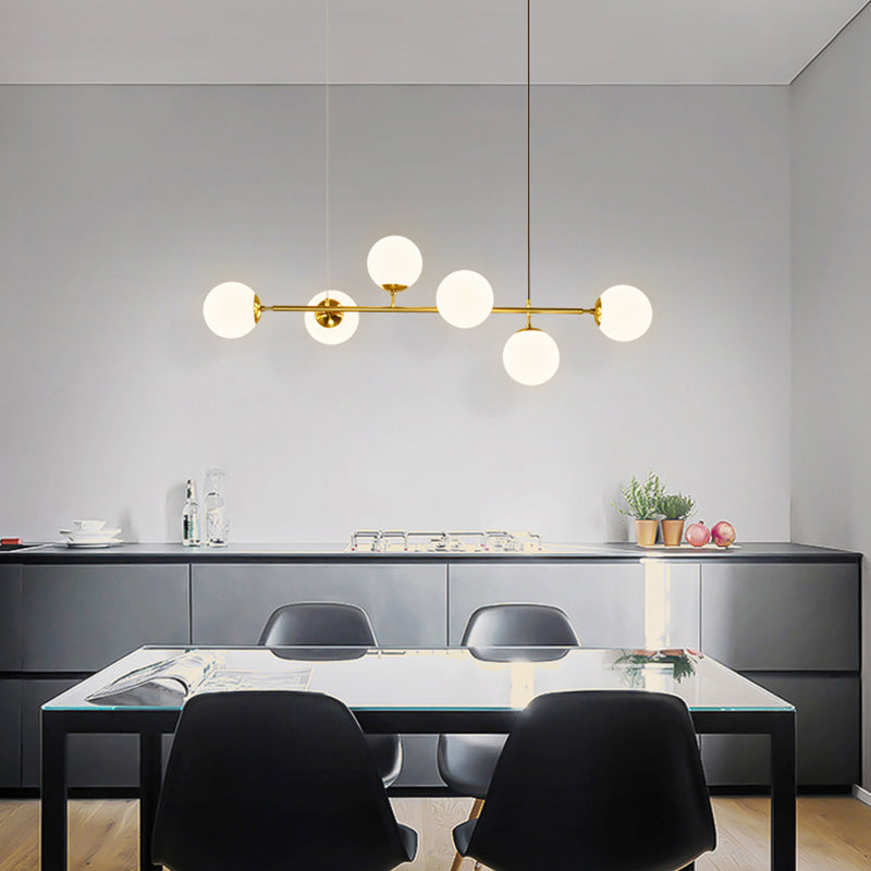 Modern Style Spherical Shape Island Lights Glass 6 Light Island Lighting in Gold