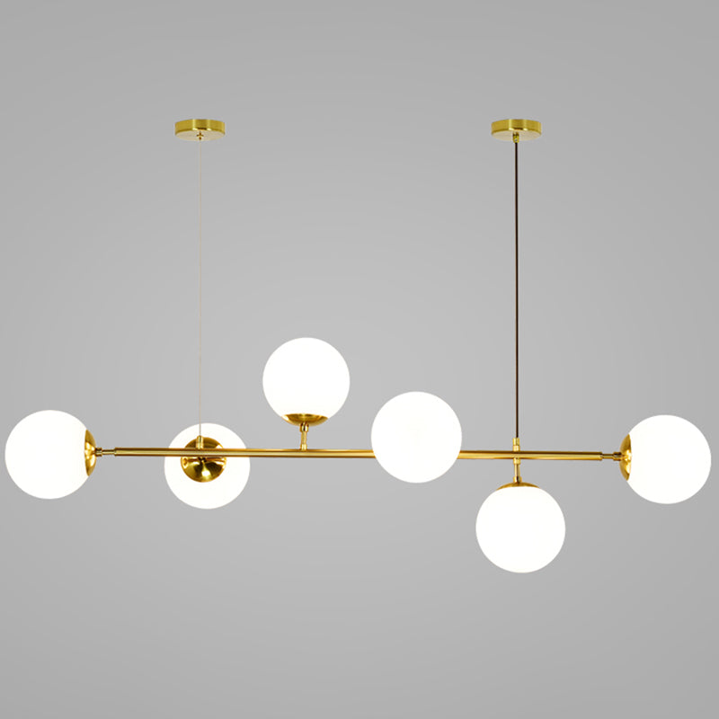Modern Style Spherical Shape Island Lights Glass 6 Light Island Lighting in Gold