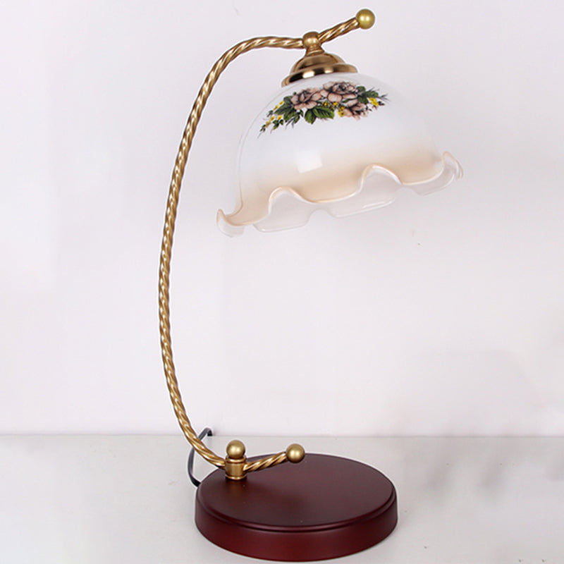 Modern Style Flower Shape Table Lamp Glass 1 Light Table Light