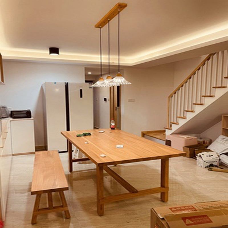 Modern beknopte kegel hanger licht houten hanglamp met 3 lichten met glazen schaduw