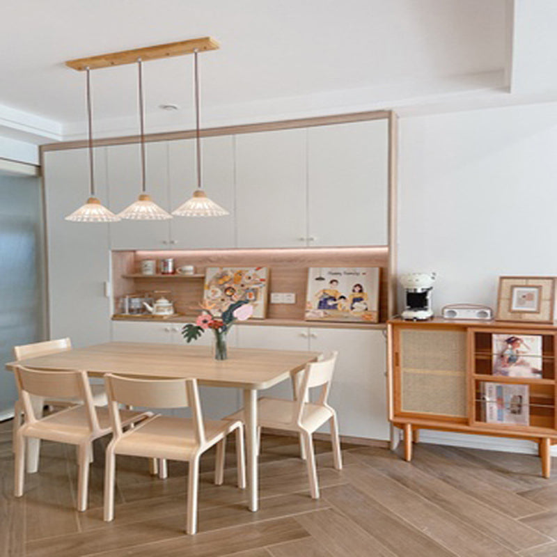 Modern beknopte kegel hanger licht houten hanglamp met 3 lichten met glazen schaduw