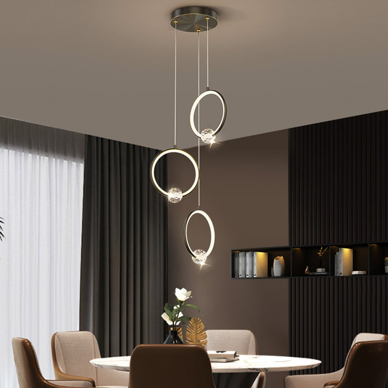 Modern Style Round Shade Hanging Light Crystal Light Pendant Lamp for Dining Room