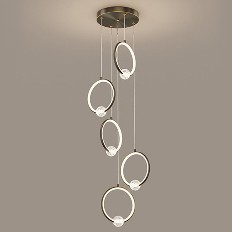 Modern Style Round Shade Hanging Light Crystal Light Pendant Lamp for Dining Room