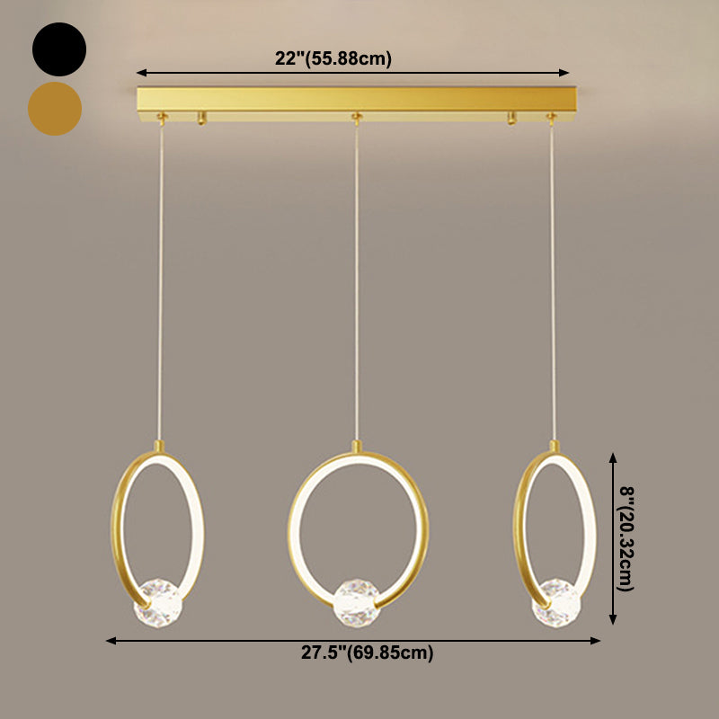 Modern Style Round Shade Hanging Light Crystal Light Pendant Lamp for Dining Room
