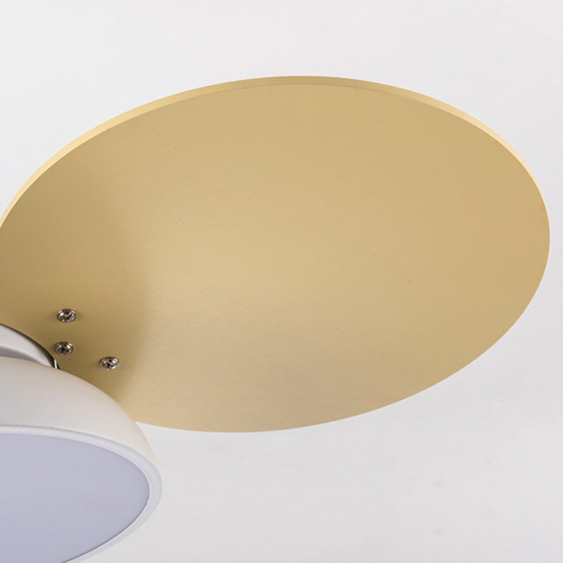 Kids Creative LED Fan Pendant Light Iron Fan Chandelier with Colorful Wooden Lamina