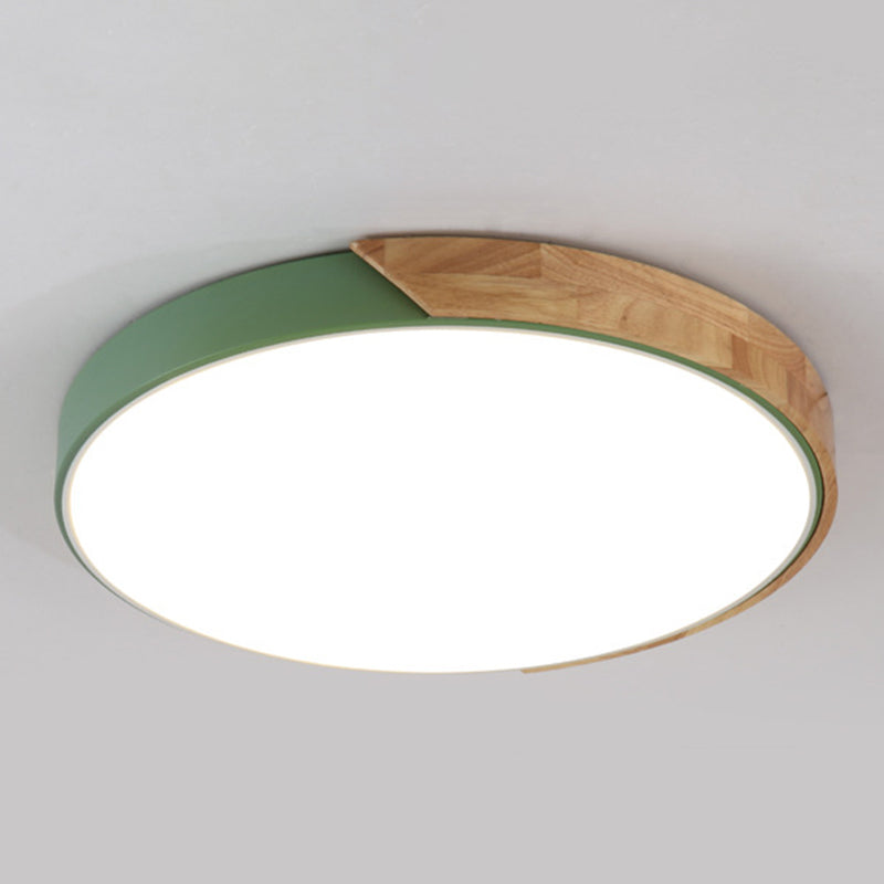 Round Shape Ceiling Lamp Modern Macaroon Iron 1 Light Flush Mount for Living Room Study
