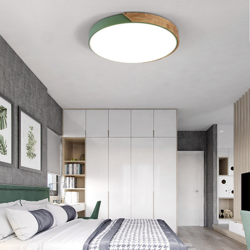 Round Shape Ceiling Lamp Modern Macaroon Iron 1 Light Flush Mount for Living Room Study
