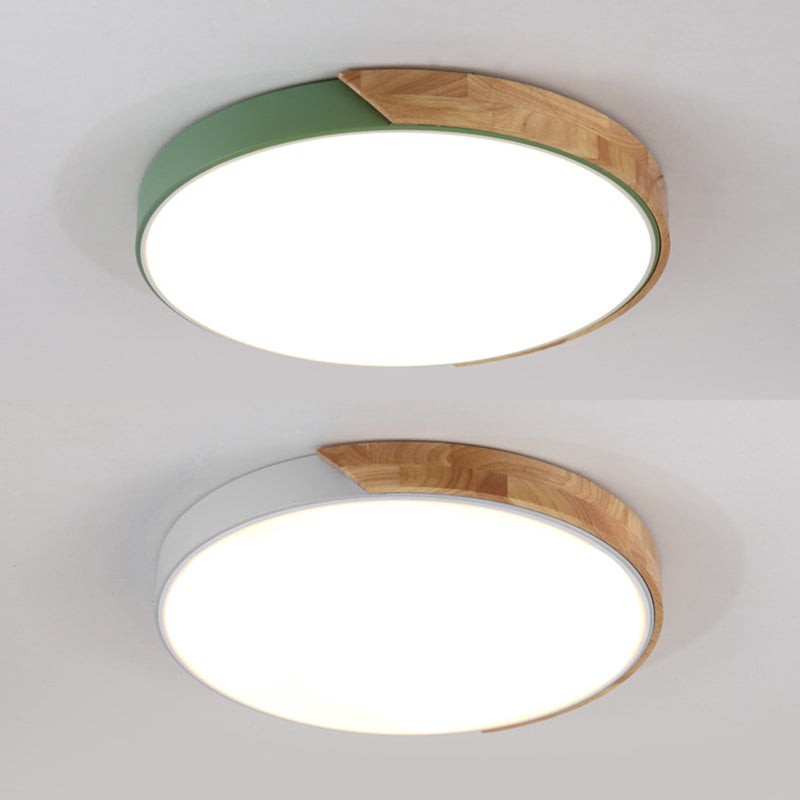 Round Shape Ceiling Lamp Modern Macaroon Iron 1 Light Flush Mount for Living Room Study