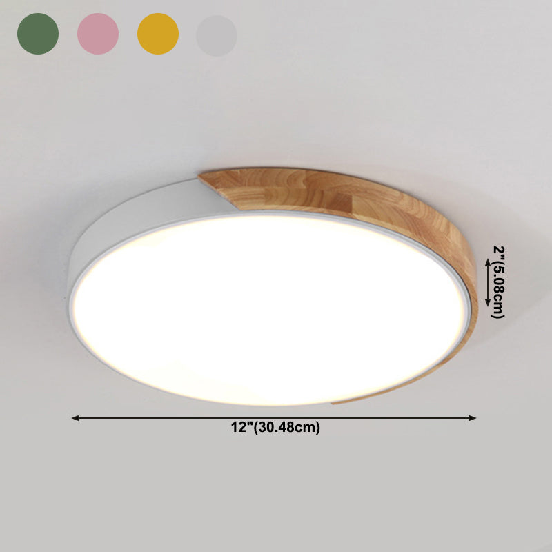 Round Shape Ceiling Lamp Modern Macaroon Iron 1 Light Flush Mount for Living Room Study