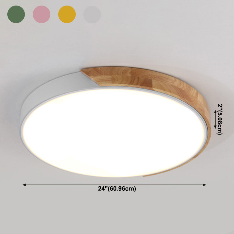 Round Shape Ceiling Lamp Modern Macaroon Iron 1 Light Flush Mount for Living Room Study