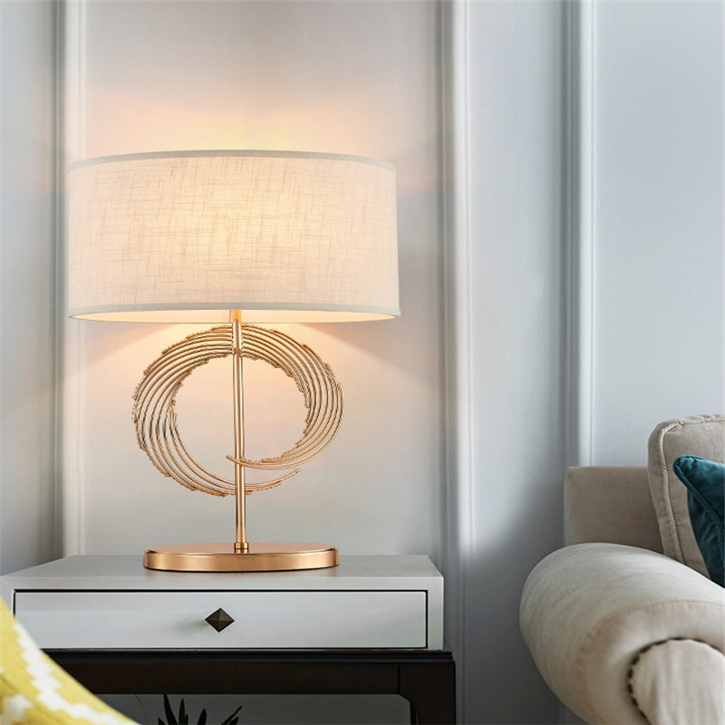 Lampe de table de nuit en or de tambour en or