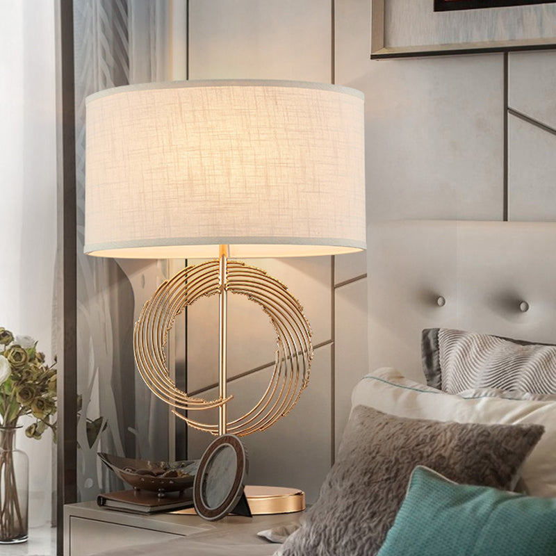 Lampe de table de nuit en or de tambour en or