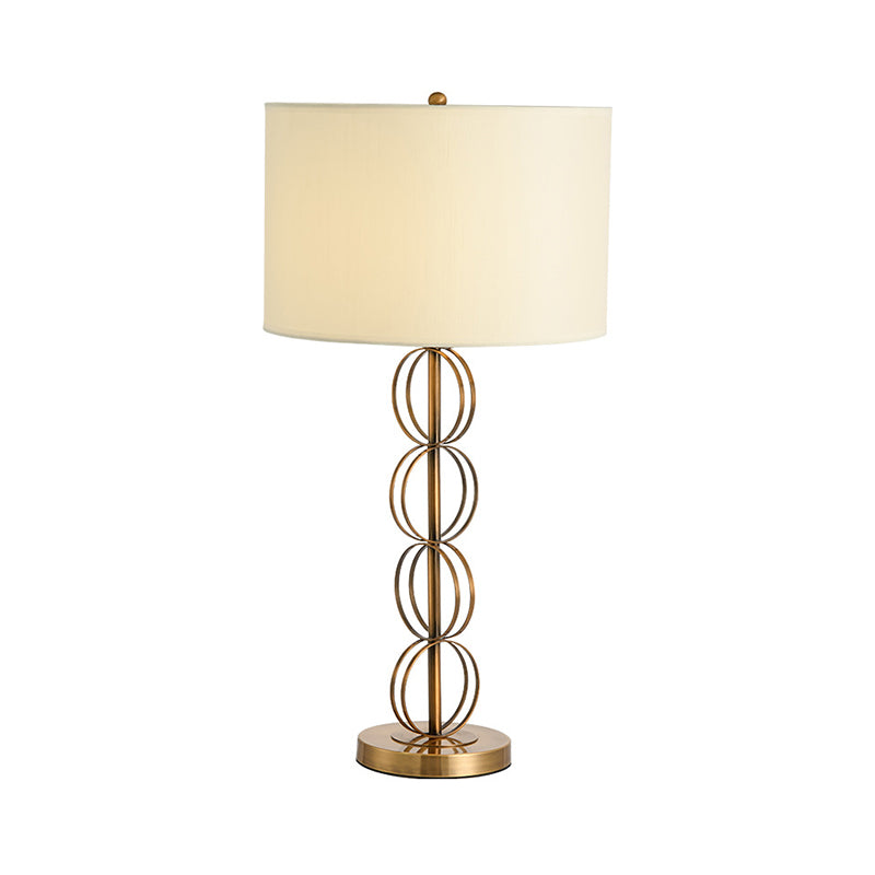 Tessuto Light cilindrico Night Light Contemporary White Metal Table Lighting per soggiorno