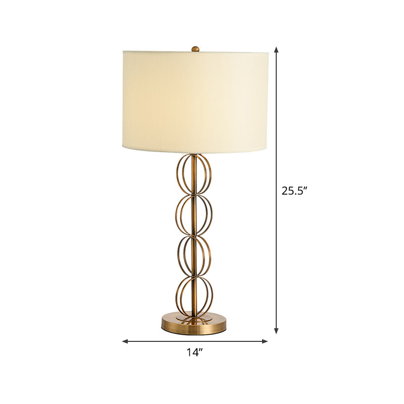 Tessuto Light cilindrico Night Light Contemporary White Metal Table Lighting per soggiorno