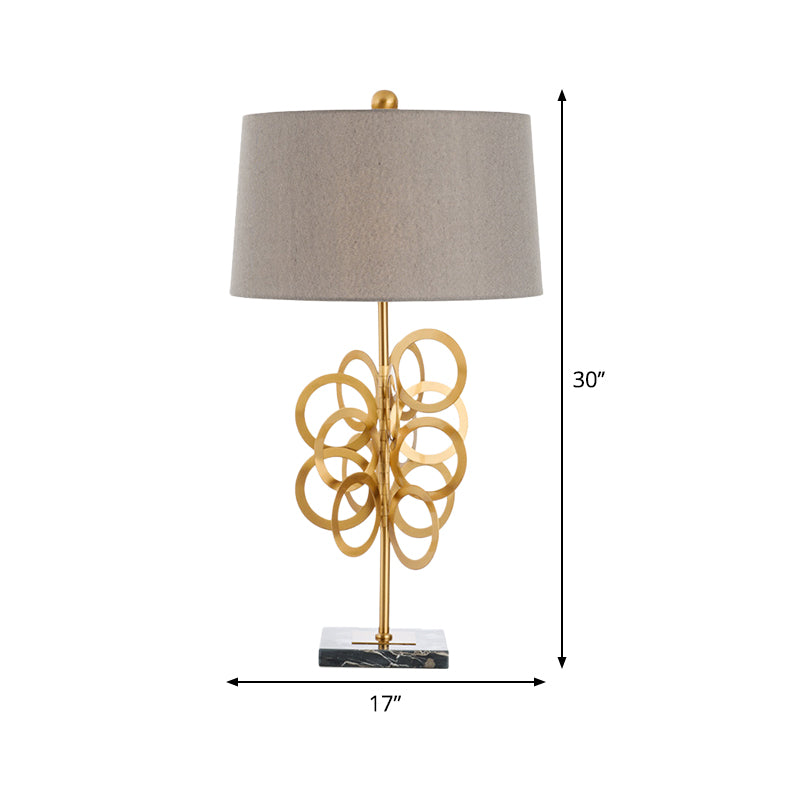Postmodern vat nachtkastje lamp metaal 1 hoofd slaapkamer stof nachttafel verlichting in grijs