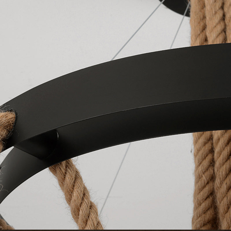 Chandelier Lamp Industrial Cage Metal Hanging Light with Hanging Rope for Dining Room