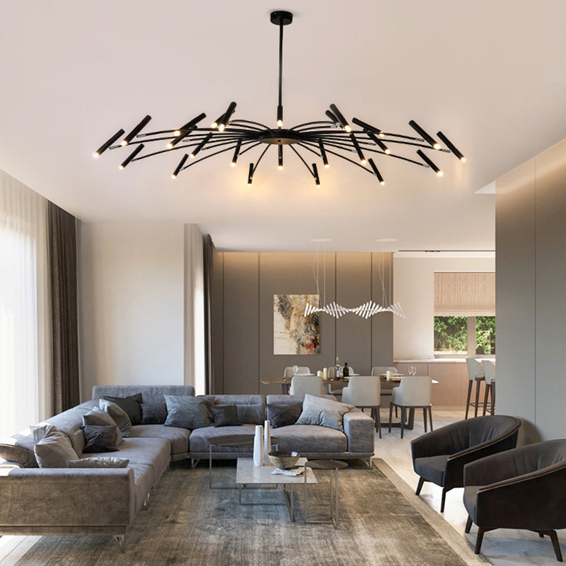 Linear Chandelier Light Fixtures Modern Multi-Head Suspension Pendant Lamps for Living Room