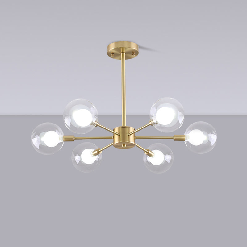 Globe kroonluchter verlichtingsarmaturen moderne multi-head gouden suspensie hanglampen met glazen schaduw