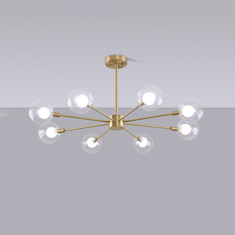 Globe kroonluchter verlichtingsarmaturen moderne multi-head gouden suspensie hanglampen met glazen schaduw