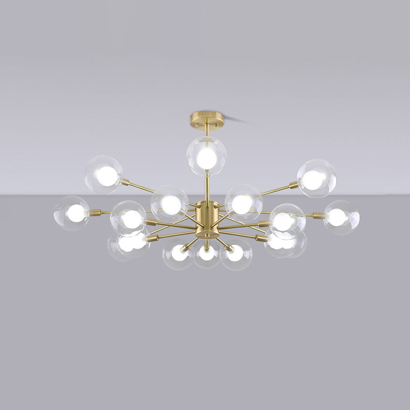Globe kroonluchter verlichtingsarmaturen moderne multi-head gouden suspensie hanglampen met glazen schaduw