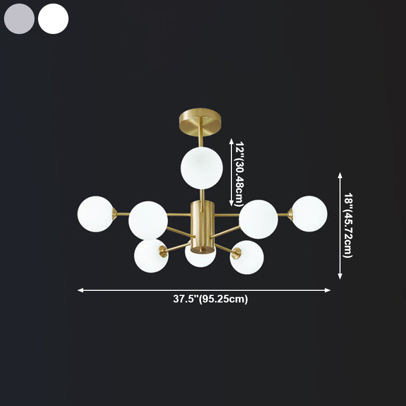 Globe kroonluchter verlichtingsarmaturen moderne multi-head gouden suspensie hanglampen met glazen schaduw