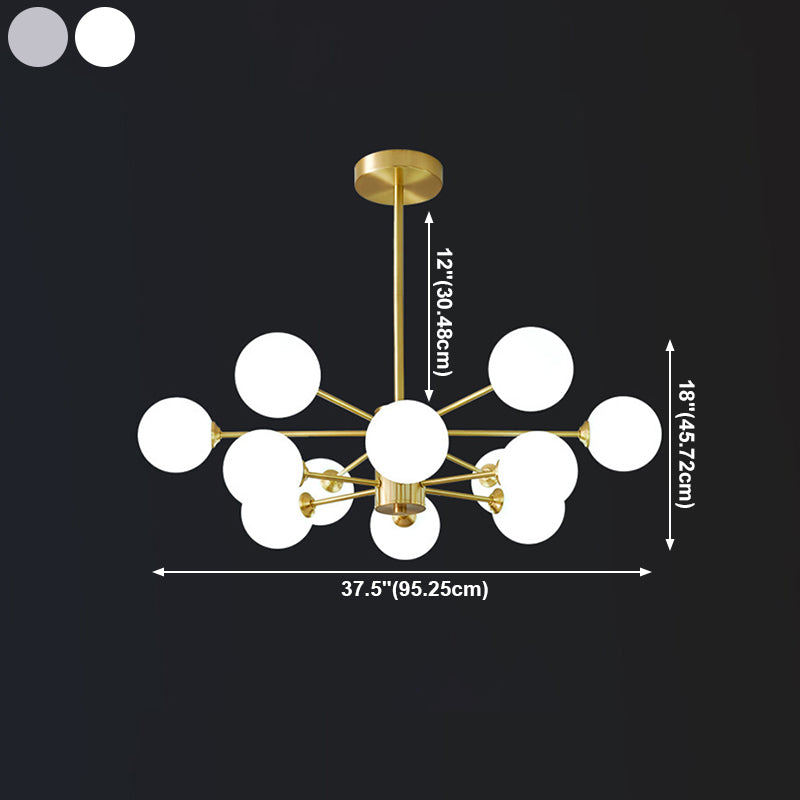 Globe kroonluchter verlichtingsarmaturen moderne multi-head gouden suspensie hanglampen met glazen schaduw