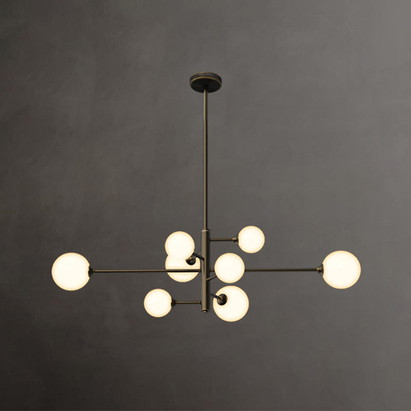 Nordic Style Brass Chandelier Globe Pendant Lamps with White Glass for Living Room