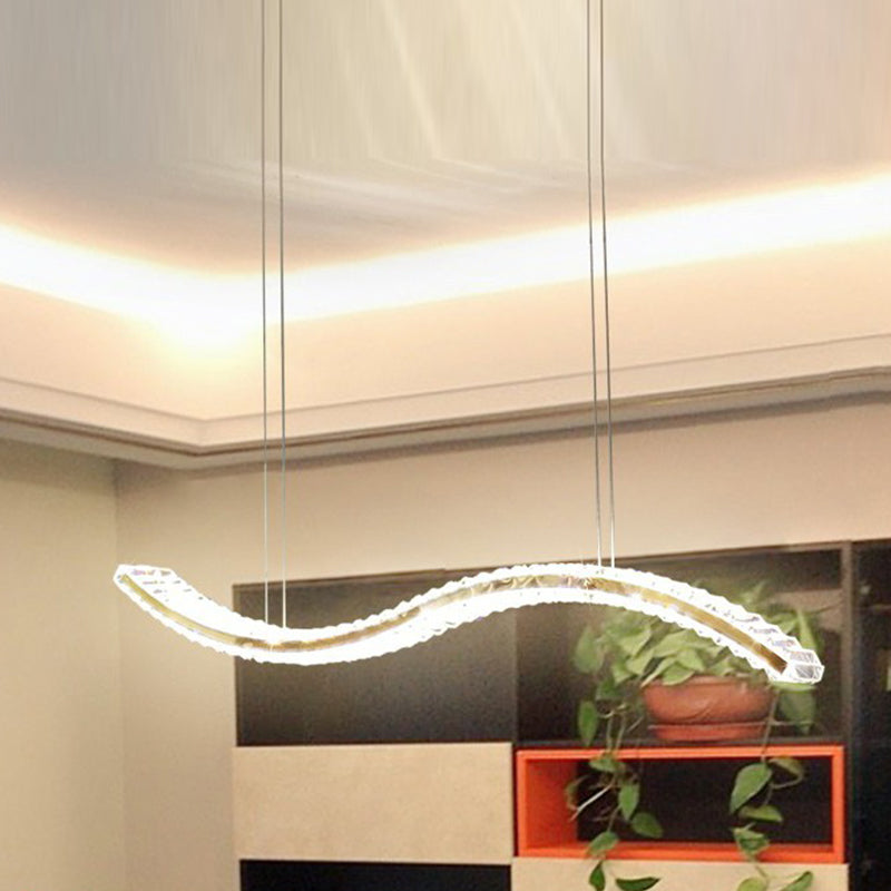 1 Light Waves Island Lamp Contemporary Simplicity Crystal Wrapped Island Pendant