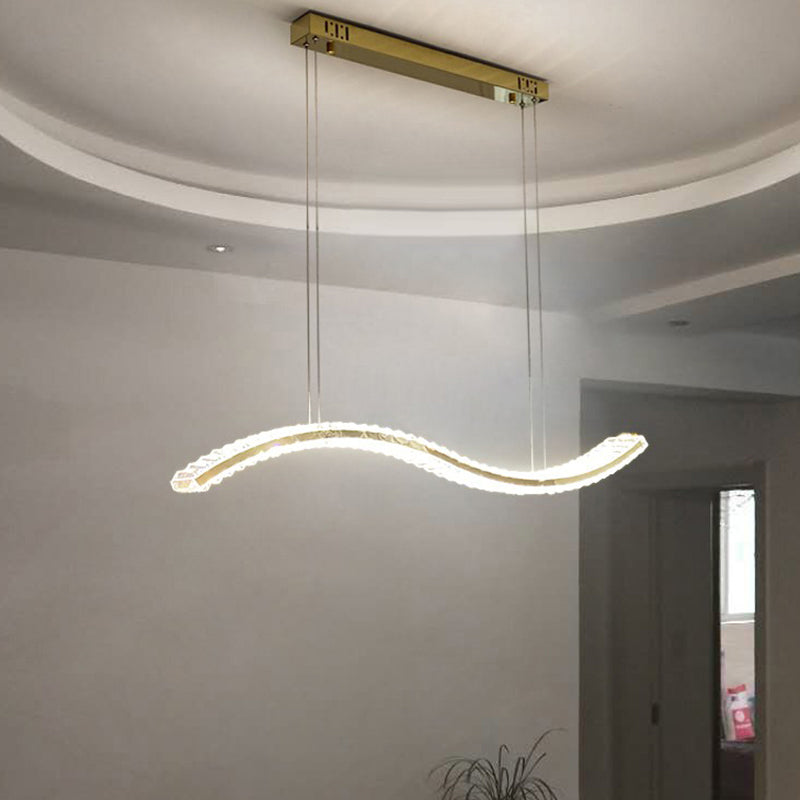 1 Light Waves Island Lamp Contemporary Simplicity Crystal Wrapped Island Pendant