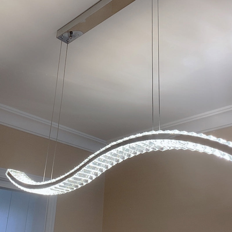 1 Light Waves Island Lamp Contemporary Simplicity Crystal Wrapped Island Pendant