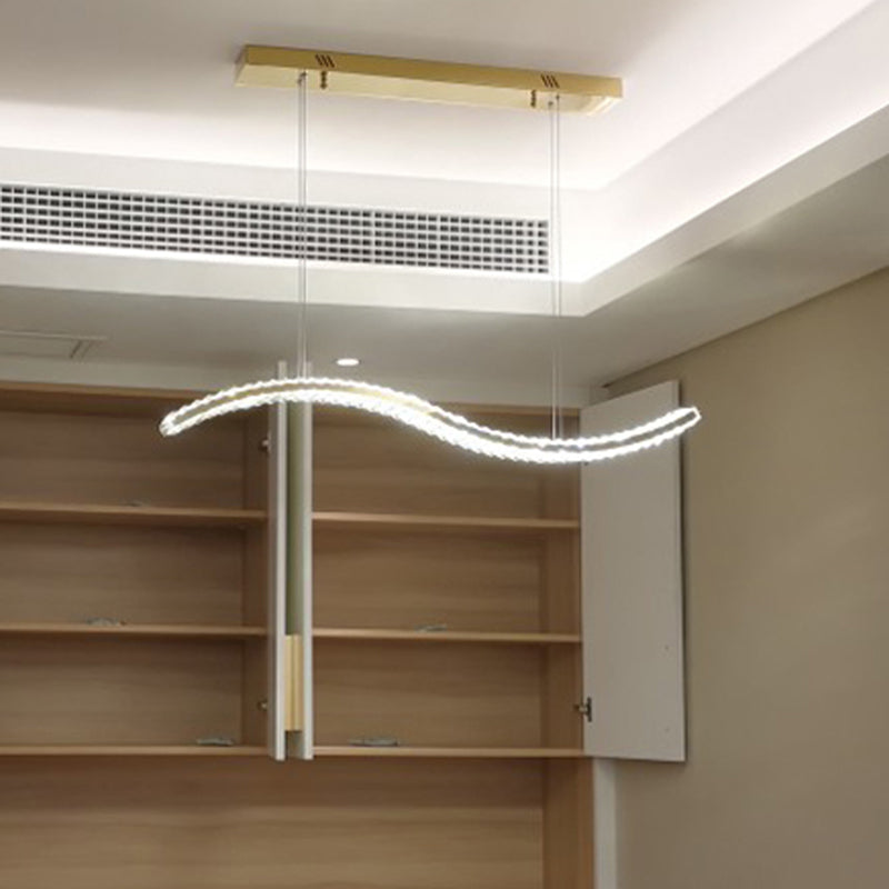 1 Light Waves Island Lamp Contemporary Simplicity Crystal Wrapped Island Pendant