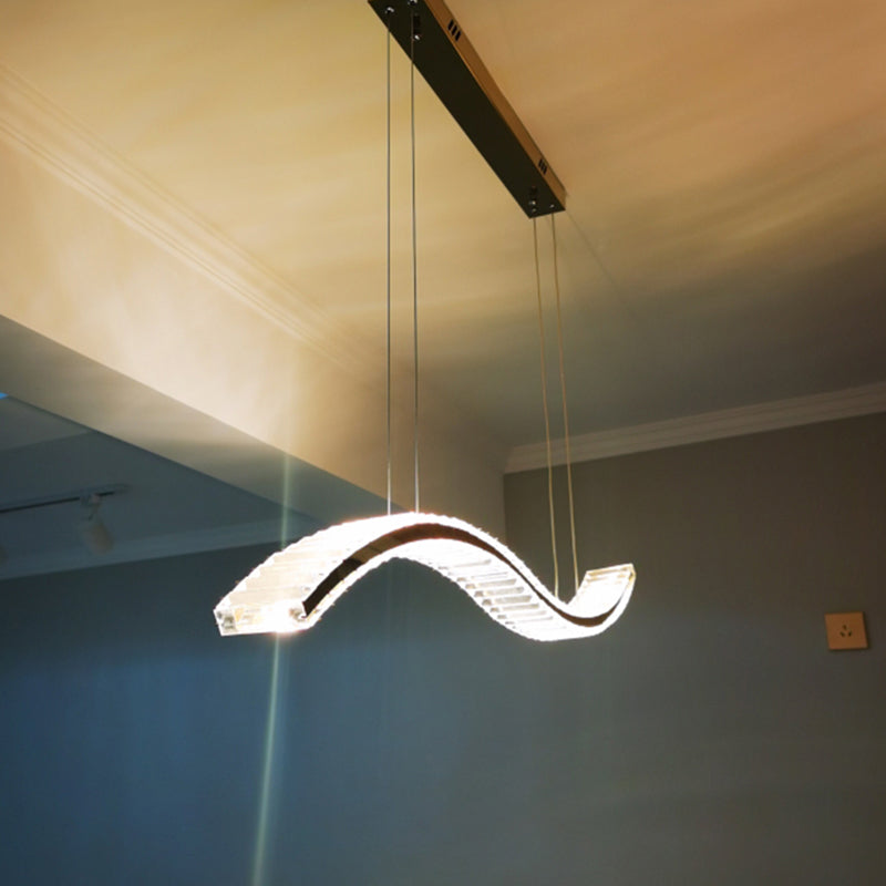 1 Light Waves Island Lamp Contemporary Simplicity Crystal Wrapped Island Pendant