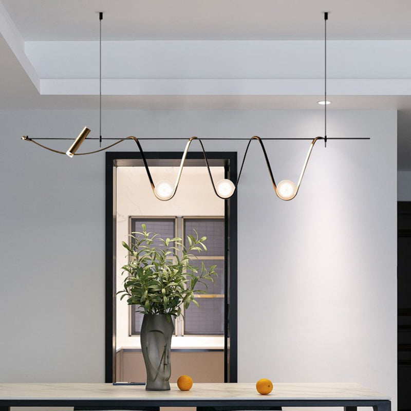 4 lichten lineair eilandverlichting modern minimalisme bol glazen eiland kroonluchter lichten