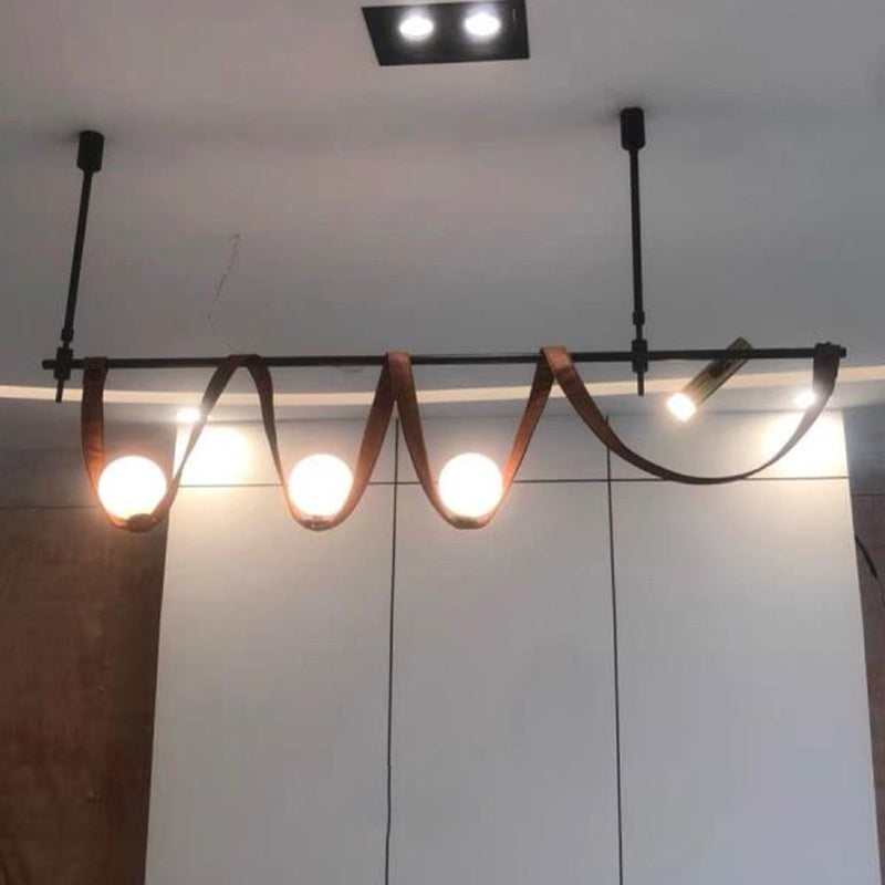 4 Lights Linear Island Lighting Modern Minimalism Globe Glass Island Chandelier Lights